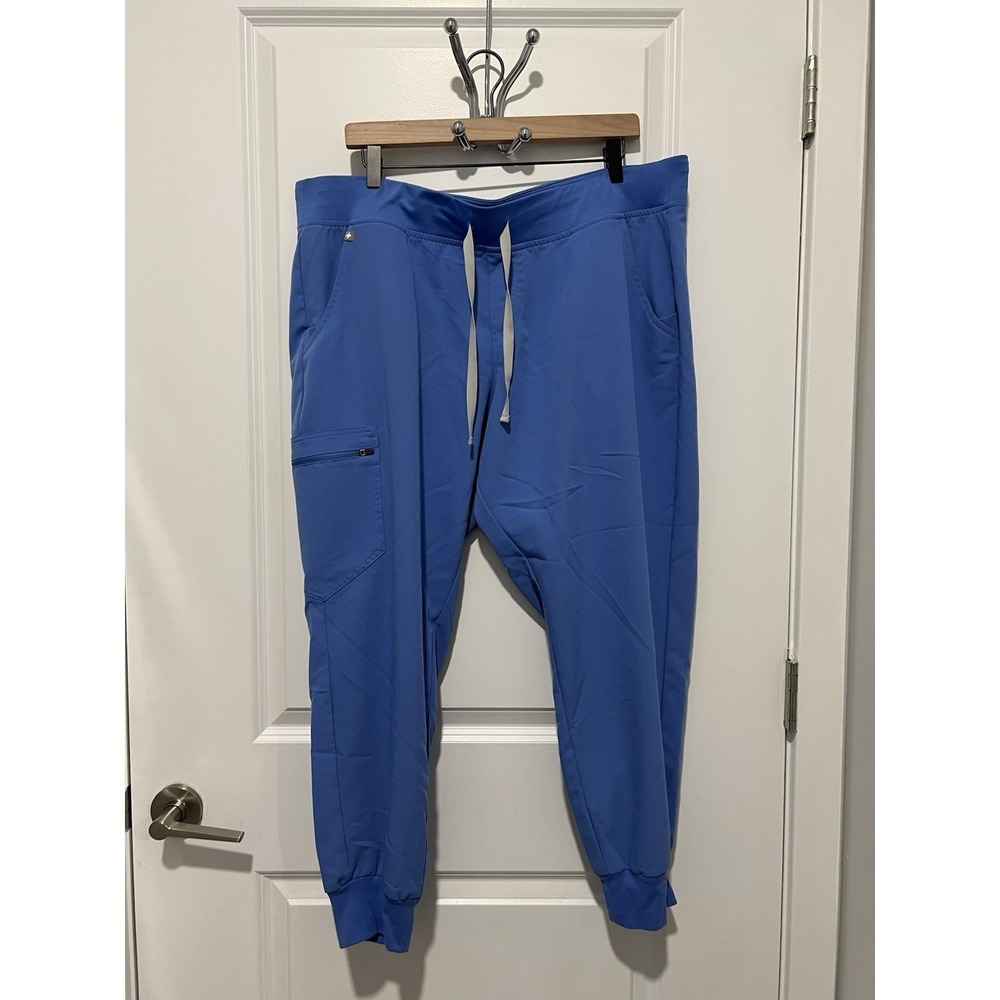 FIGS Zamora HR Jogger Scrub Pants Women's XXL Petite Blue Nursing Doctor Vet
